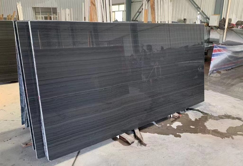 wooden black marble stone