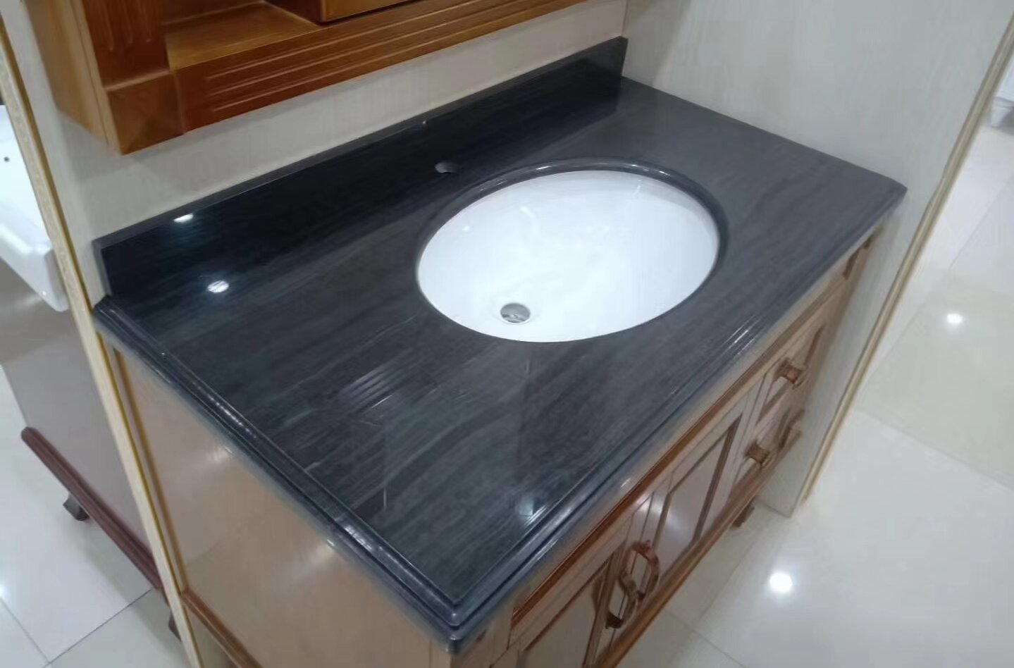wooden black marble slab