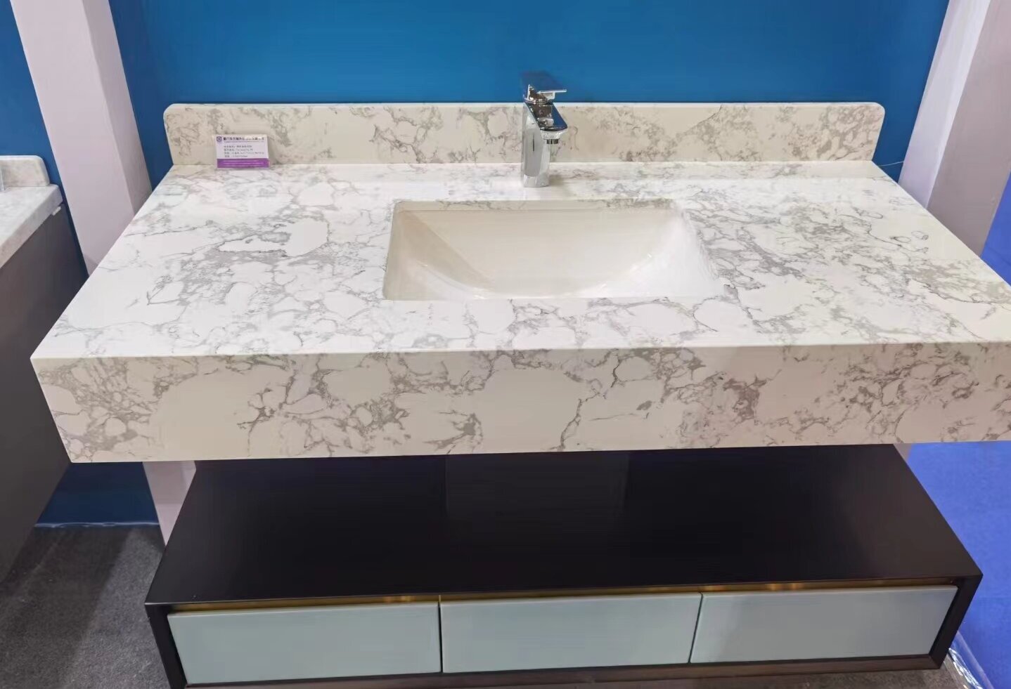 ice black flower artificial marble slab