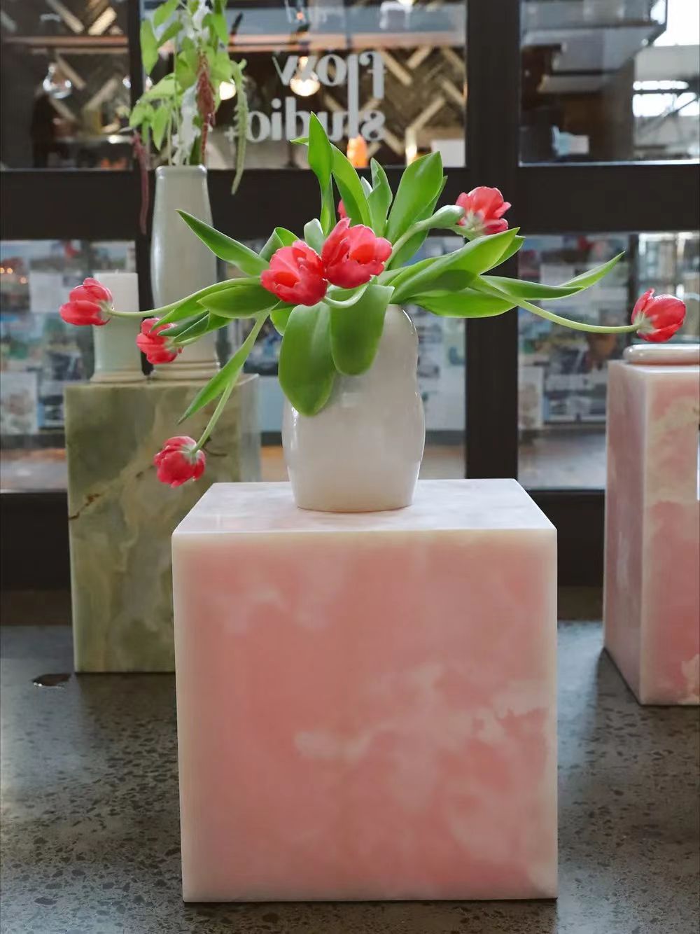 Roze Onyx marmeren plaat en aanrecht
