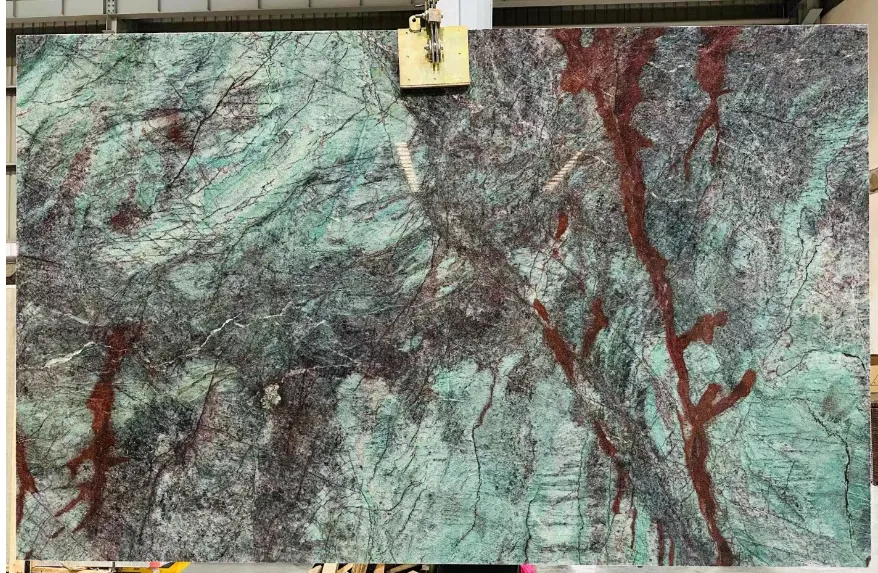 Comptoir de luxe en dalle de quartzite en velours bleu vert du Brésil