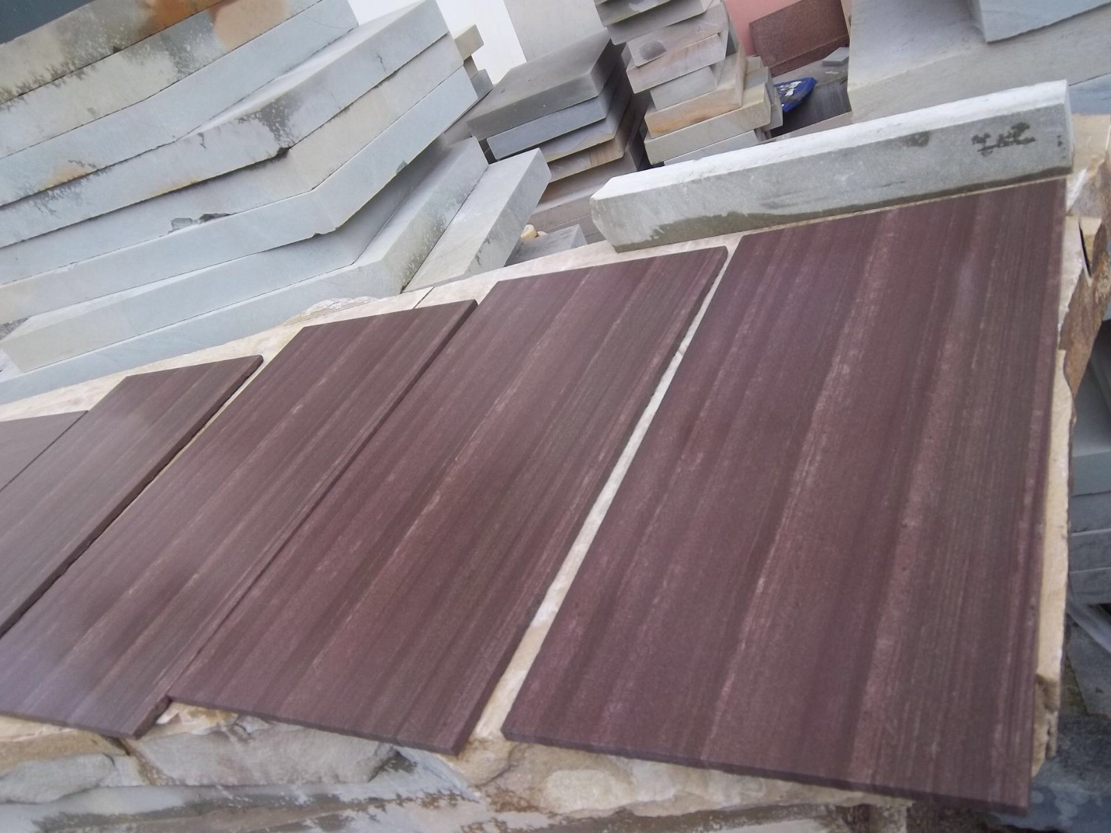 purple wooden sandstone slabs