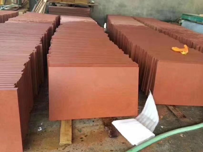 dark red sandstone wall cladding