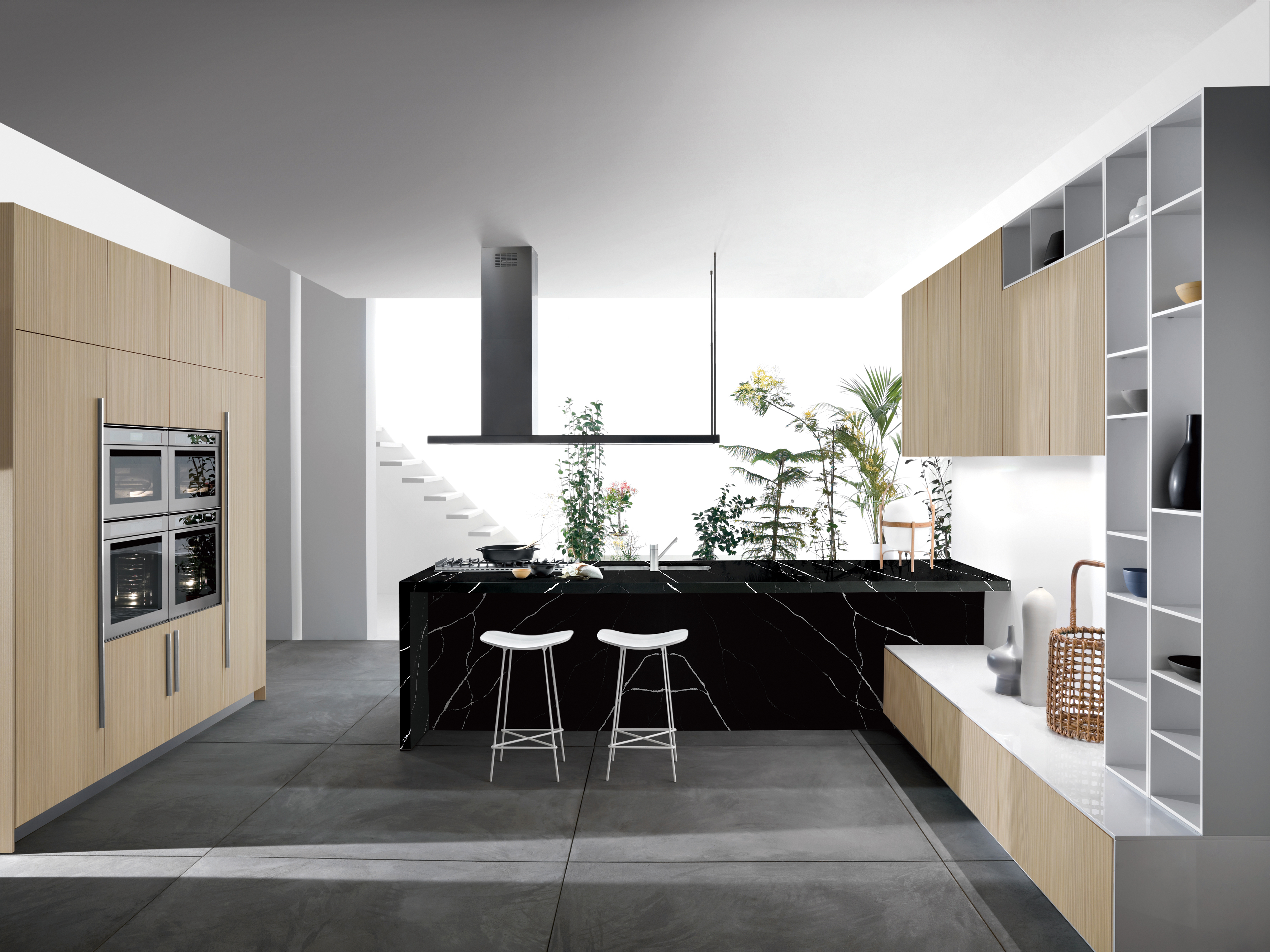 Mistige zwarte Nero Marquina kunstmatige kwartsplaat