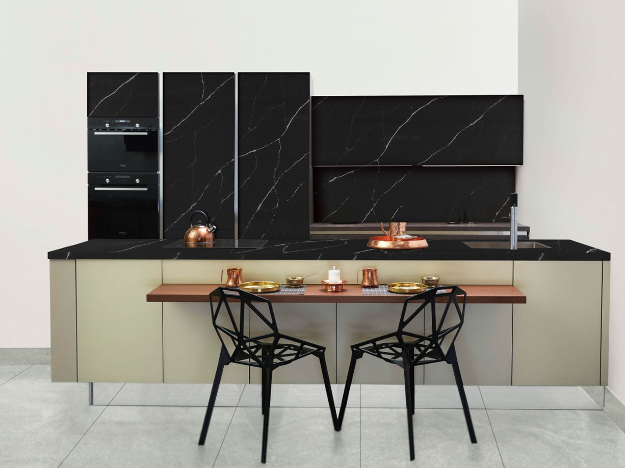black quartz slab