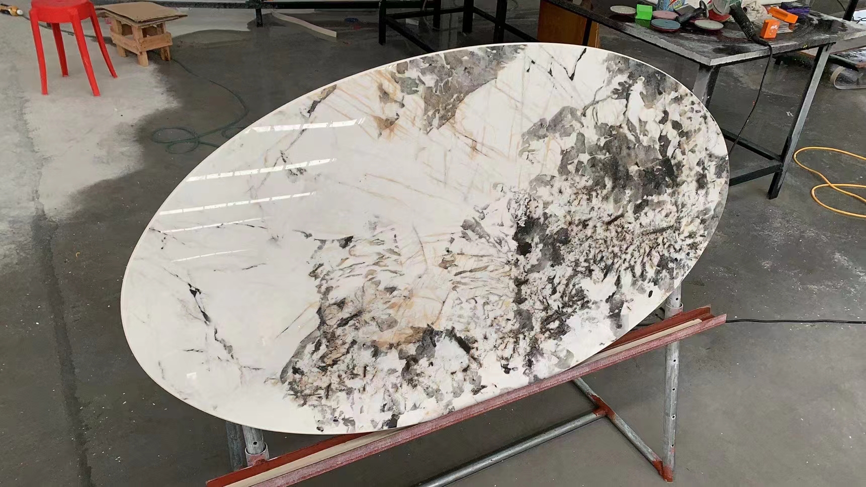 Panda White Shiny Polished Sintered Stone Slab
