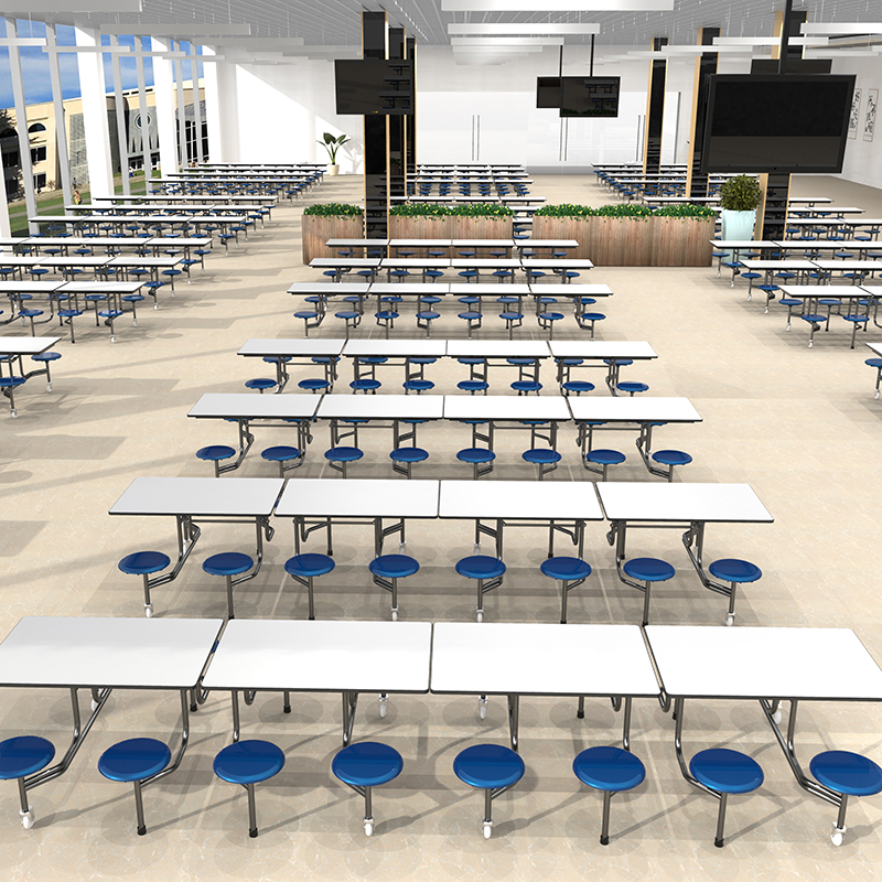 Square folding table 8 persons school dining table