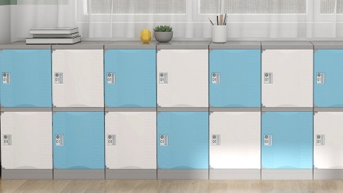 Leverans av ABS-plast studentryggsäcksskåp i amerikanska skolor