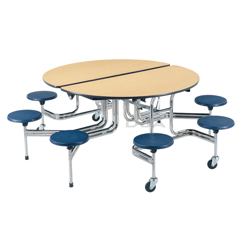 Round foldable multi-person dining table and chair