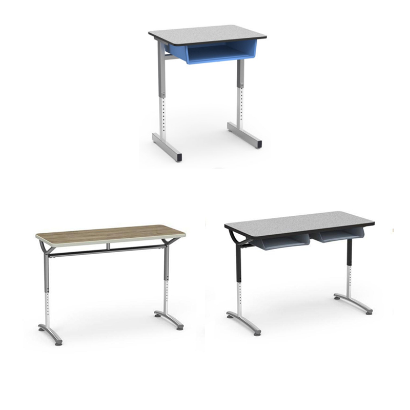 Adjustable desks and chairs