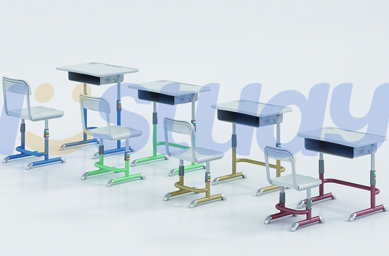 Adjustable desks and chairs