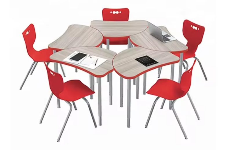 school trapezoid desk