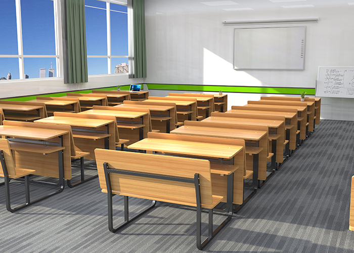 wooden classroom tables and chairs