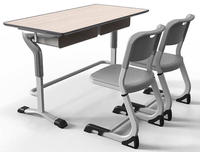 student desk with chairs