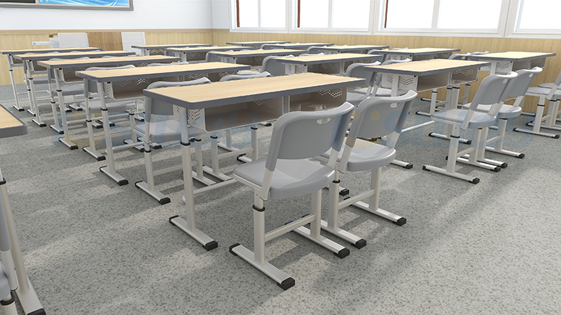 double student desk and chair