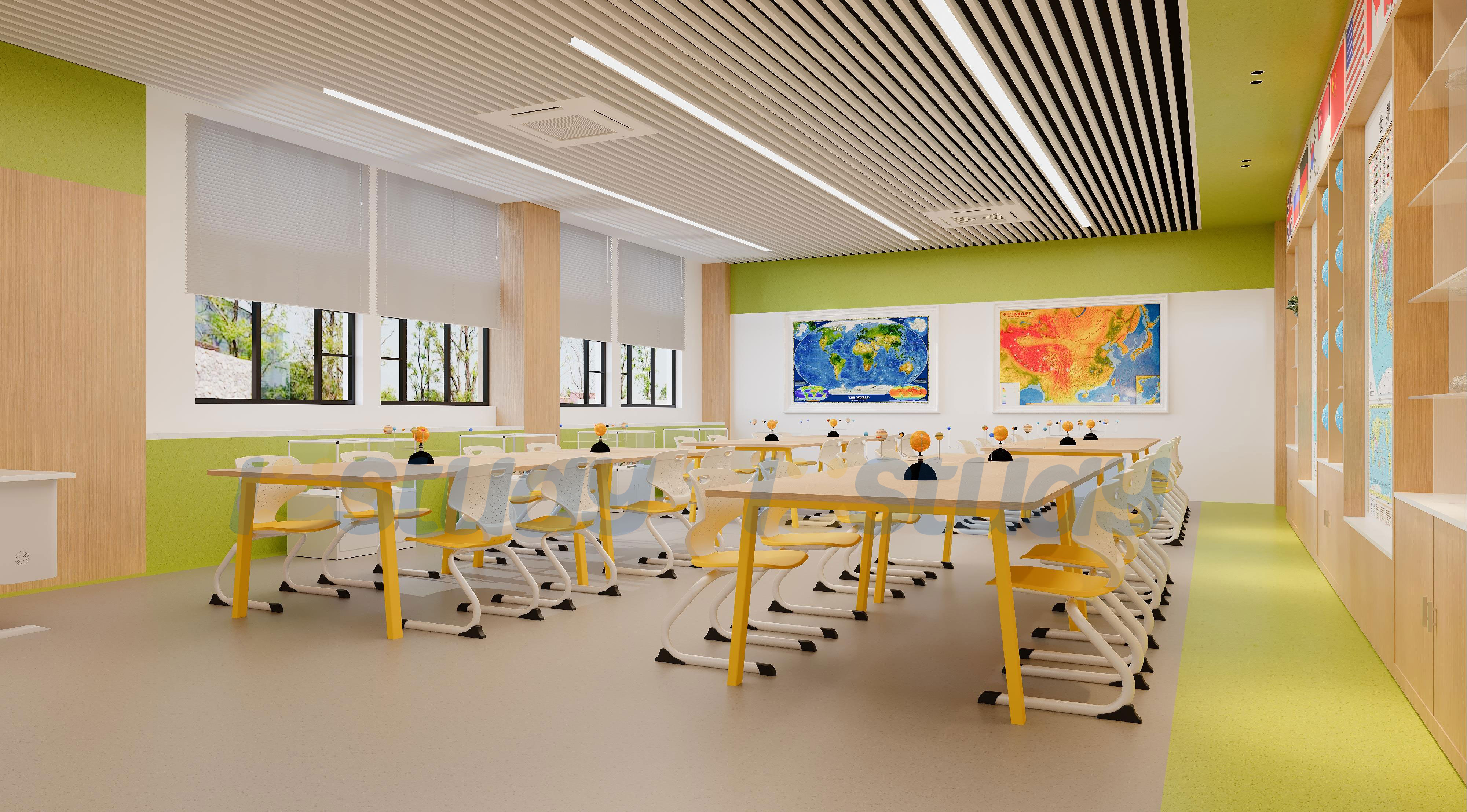 classroom desks and chairs