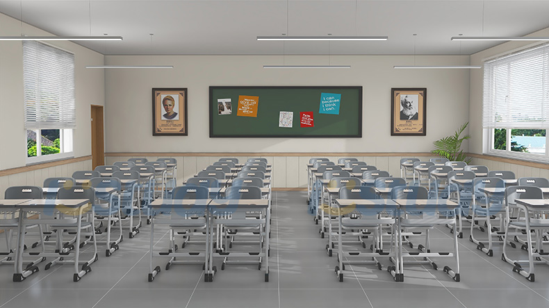 student desks and chairs
