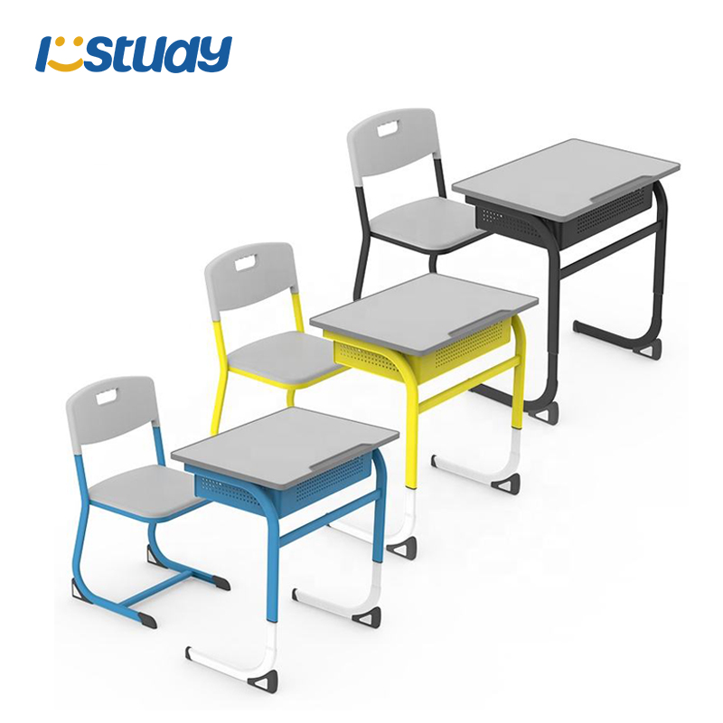 Málmnámsborð og stólasett fyrir nemendur