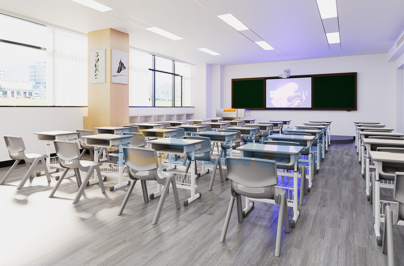 Conjuntos de mesa y sillas para estudiantes, asequibles y duraderos, para aulas modernas.