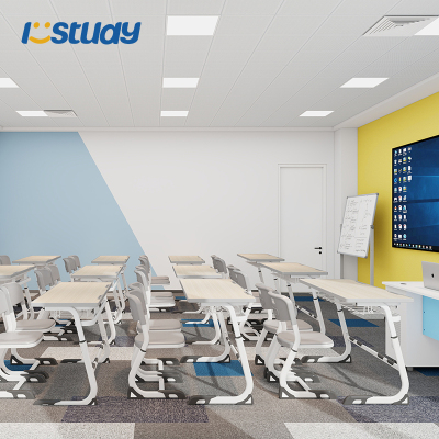 Justerbart 2-seters skolebord og stol med nedfellbar design