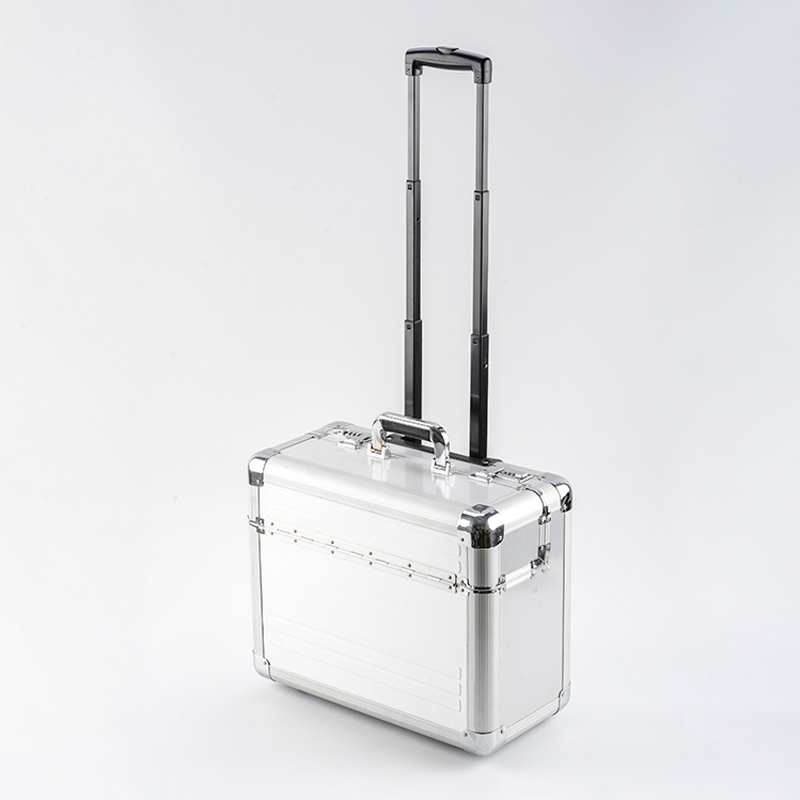 Silver Aluminum Rolling Briefcase On Wheels