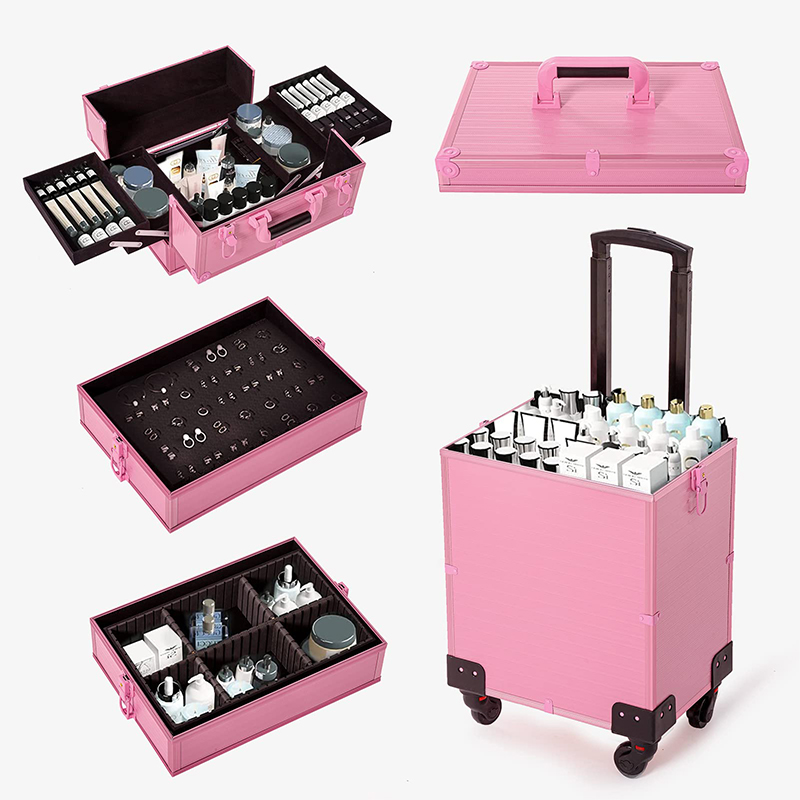Professional Makeup Trolley Train Case On Wheels