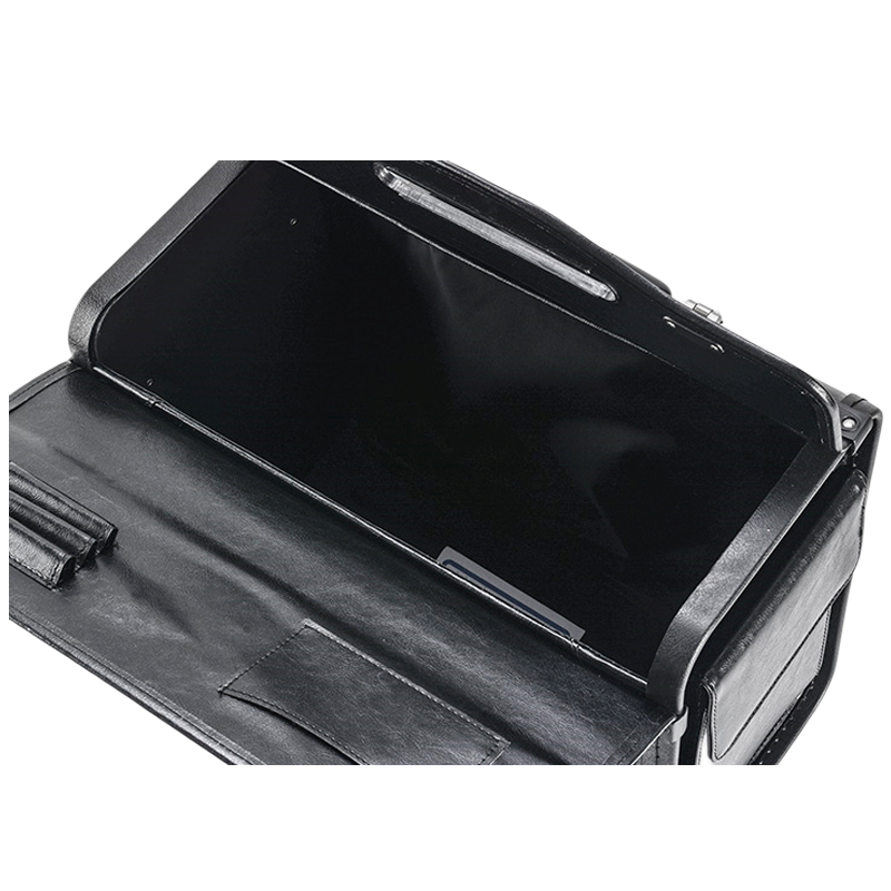 Black Leather Pilot Case Trolley Briefcase