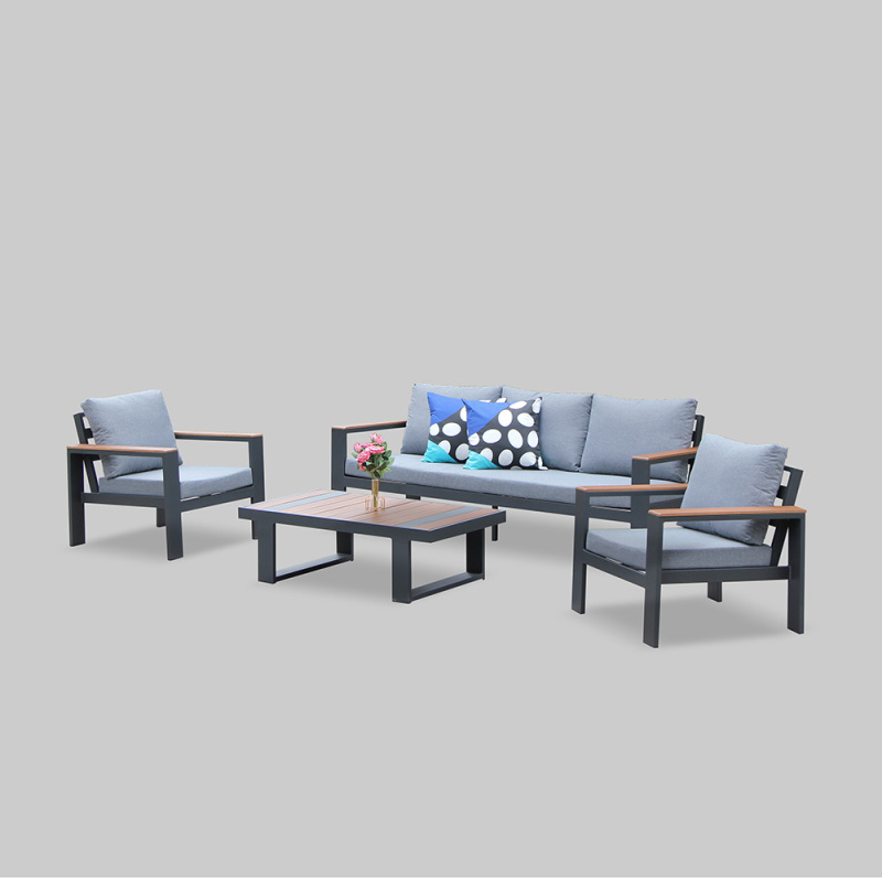 Dark Grey Patio Aluminum Sofa