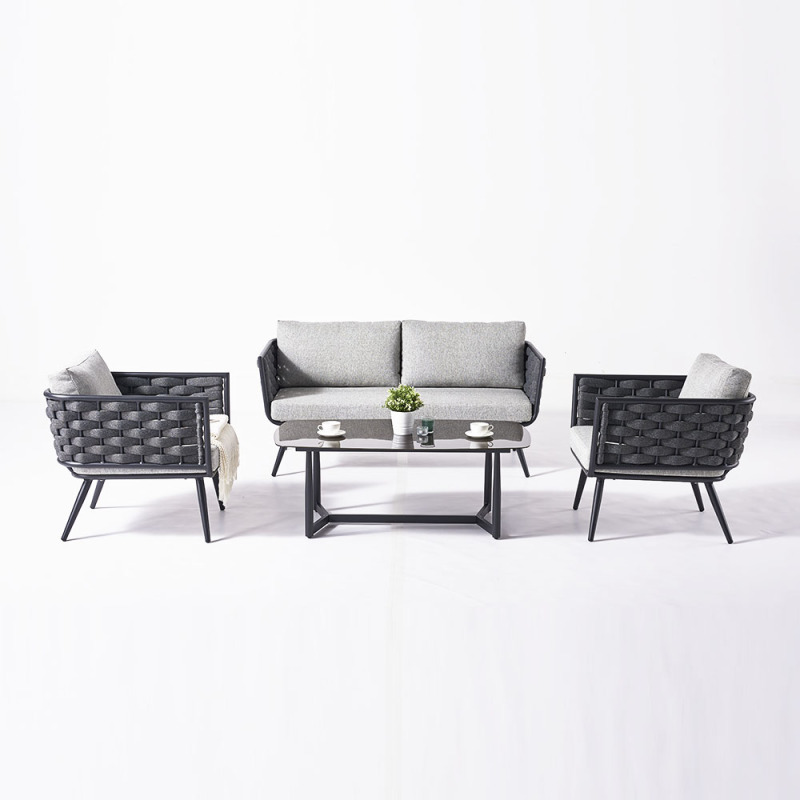 KD Structure Rope Weaving Corner Sofa