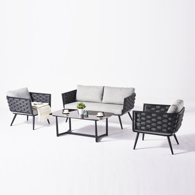 KD Structure Rope Weaving Corner Sofa