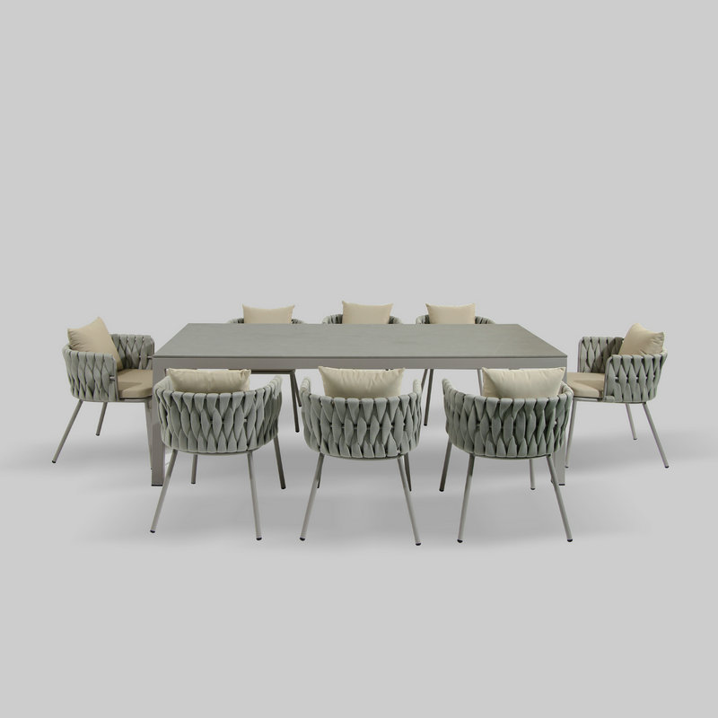 10 Seaters Rope Outdoor Dining Table Set