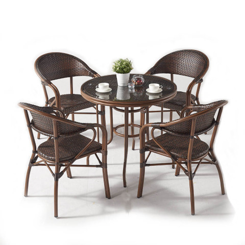Garden Bamboo Like Dining Chair And Table Set