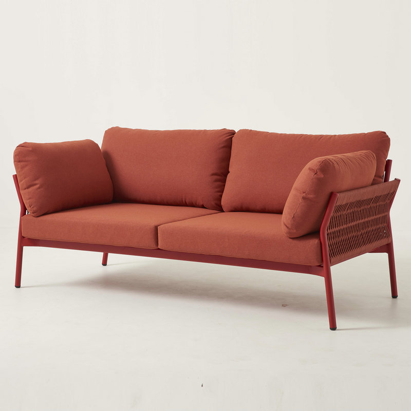 Nouveau design de corde de jardin de couleur rouge tissant des meubles de canapé tout en un carton