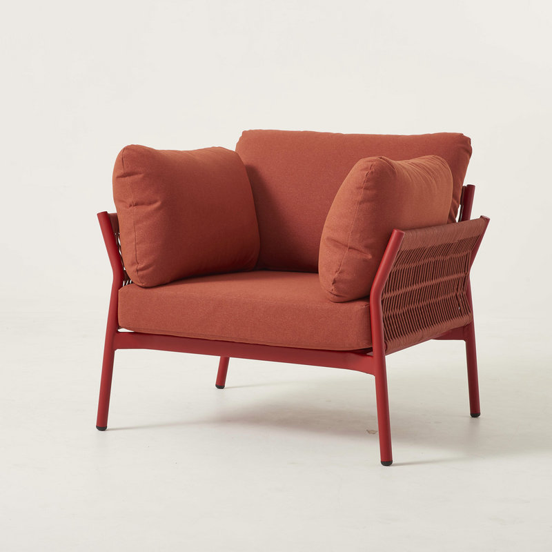 Nouveau design de corde de jardin de couleur rouge tissant des meubles de canapé tout en un carton