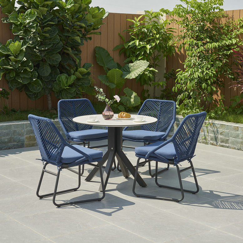 New Design Navy Color Rope Weaving Outdoor Dining Furniture