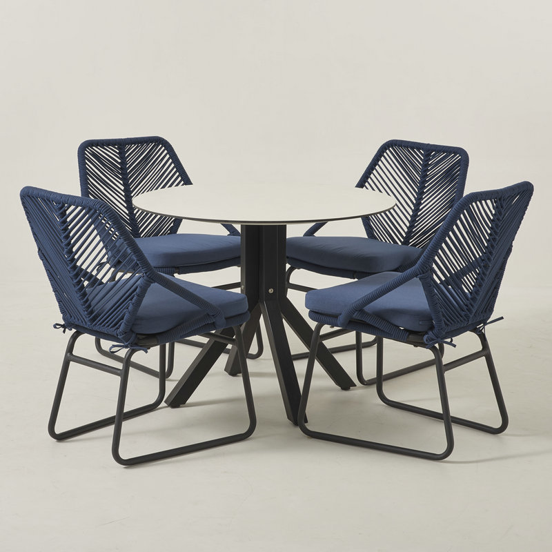 New Design Navy Color Rope Weaving Outdoor Dining Furniture