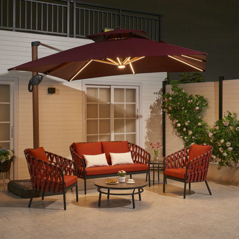 Red Color Rope Garden Outdoor Sofa Furniture