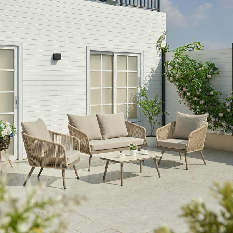 КД Структура Веревка Плетение Бежевого Цвета Садовый Диван Мебель