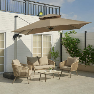 KD Structure Rope Weaving Beige Color Garden Sofa Furniture