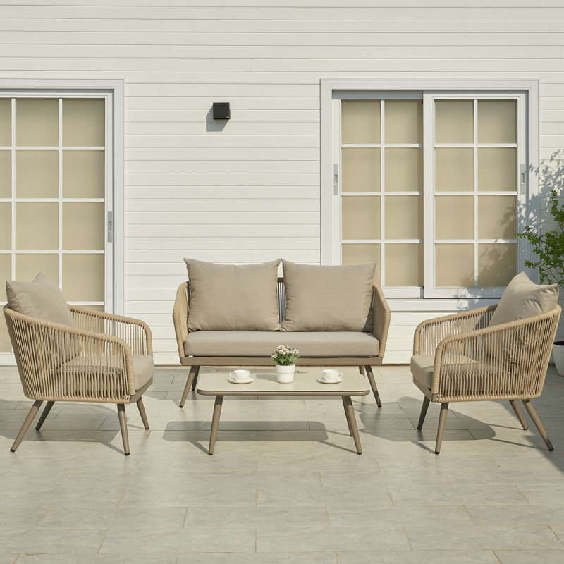 КД Структура Веревка Плетение Бежевого Цвета Садовый Диван Мебель