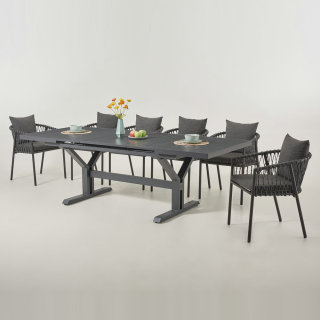 10 Seaters Aluminum Outdoor Dining Table Set with Extending Table
