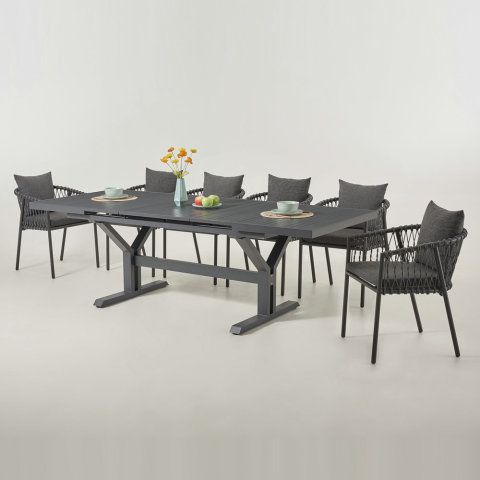 10 Seaters Aluminum Outdoor Dining Table Set with Extending Table
