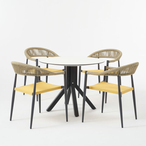 Rope Bistro Dining Set with Round Table