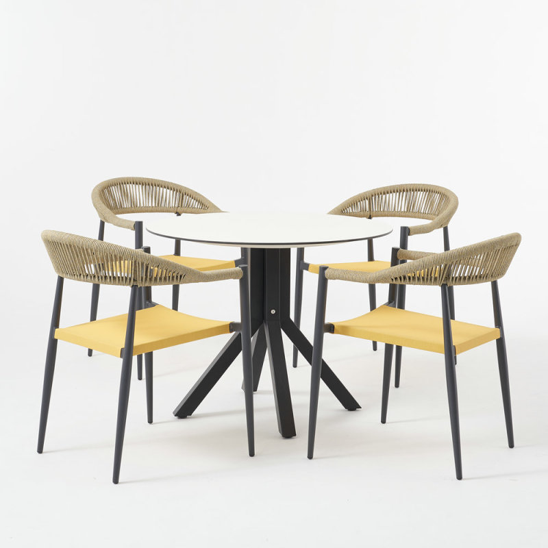 Rope Bistro Dining Set with Round Table