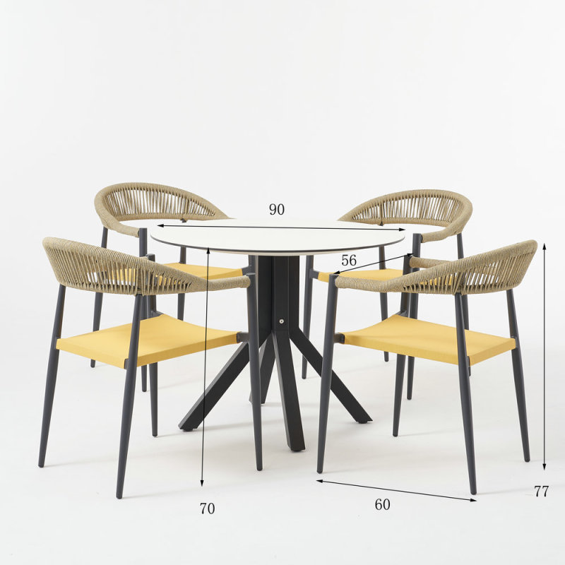 Rope Bistro Dining Set with Round Table