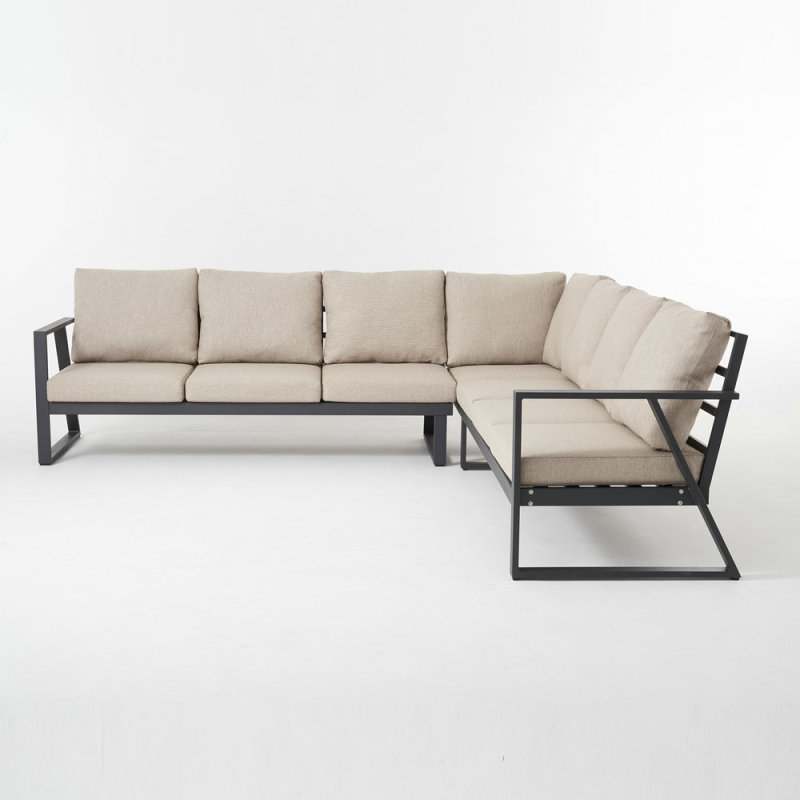 KD Structure Aluminum Corner Sofa with Sintered Ston Table Top