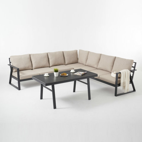 KD Structure Aluminum Corner Sofa with Sintered Ston Table Top