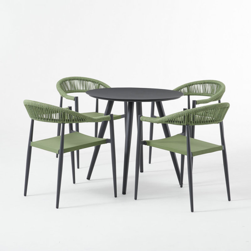 Rope Weaving Bistro Dining Chair and Table Set