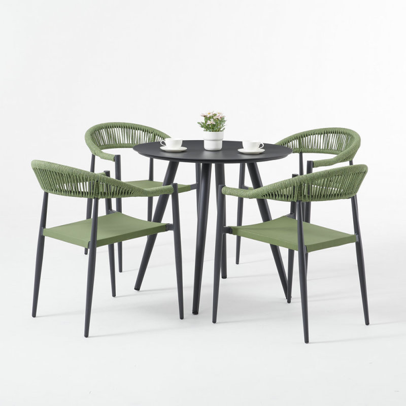 Rope Weaving Bistro Dining Chair and Table Set