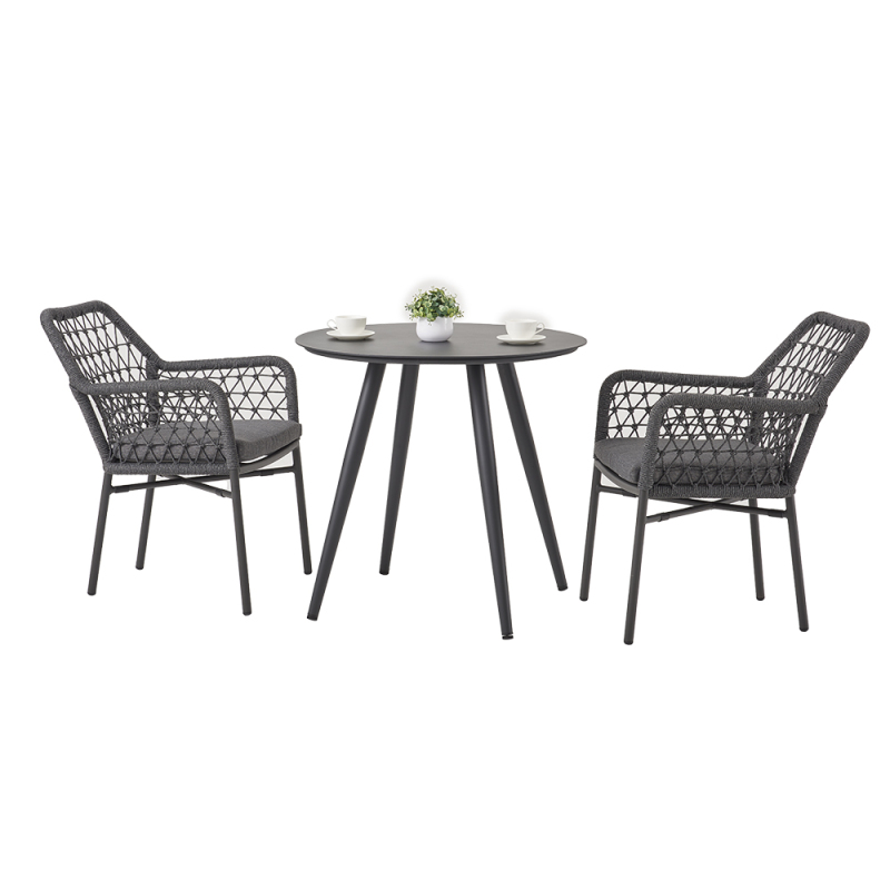 Leisure dining rope chair and table set
